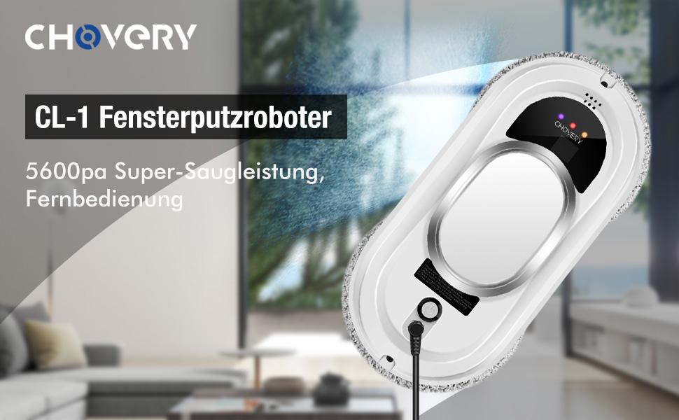 Smart Glass Cleaning Robot with 5600Pa Super Suction and Remote Control for Windows/Tiles/Doors