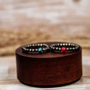 Sterling Silver Italian Pearl Ring Stretch Band with Lab Opal