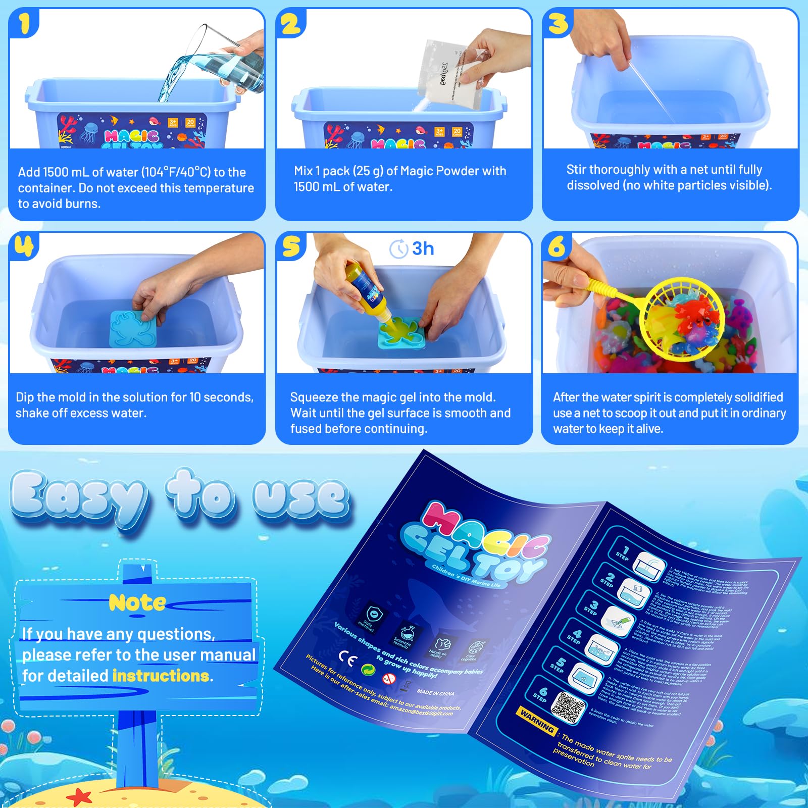 Magic Water Elf Toy Kit DIY Aqua Fairy Magic Gel Molds Creative Water Animal Maker Sensory Craft Toys for Kids Gifts