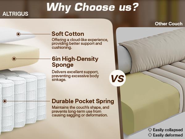 【4 Packages Shipping】Ovios Sectional Cloud Couch for Living Room, Modular Floor Sofa with Plush Corduroy, No Assembly Required, Big Comfy Couches Set with Fluffy Memory Foam, Stupendous U Shaped Sofas with Chaise Furniture Lounge