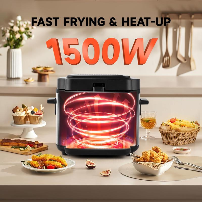 SUSTEAS Electric Deep Fryer – 1.5L/2.5L Oil Capacity With Stainless Steel Viewing Window | Fast Heating, Cool-Touch, Easy-Clean &  Removable Parts
