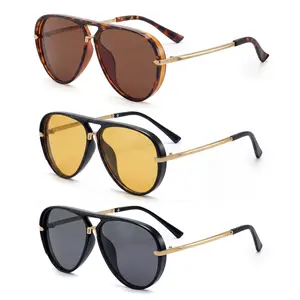 Aviation Sunglasses Women Brand Designer Pilot Sun Glasses Uv400 Simple Fashion Suitable Shades Gold Trim Black Frame Unisex