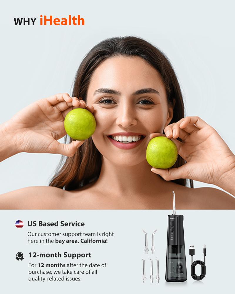 iHealth Vesa Water Flosser Cordless Oral Irrigator Dental Microbubble Technology 300ML Tank 4 Modes 5 Tips IPX7 Waterproof Teeth Gum Braces Care iHealth Vesa Water Flosser Cordless Oral Irrigator Dental Microbubble Technology 300ML Tank 4 Modes 5 Tips IPX7 Waterproof Teeth Gum Braces Care