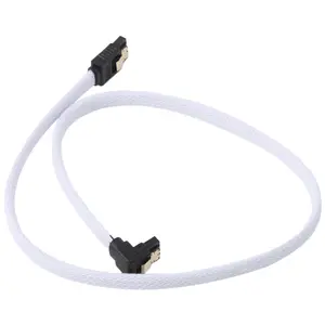 Valentine Gifts 50CM SATA 3.0 III SATA3 7pin Data Cable Right Angle 6Gb/s SSD Cables HDD Hard Disk Data Cord with Nylon Sleeved(White)