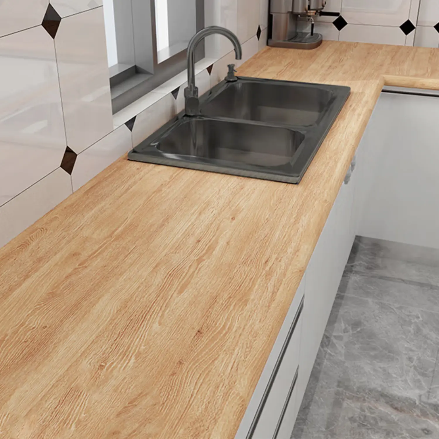 Rustic Wood Grain Stickers, Durable Waterproof Removable PVC Vinyl Contact Paper for Kitchen Cabinets, Countertops & Bathroom Decor, Easily Applicable