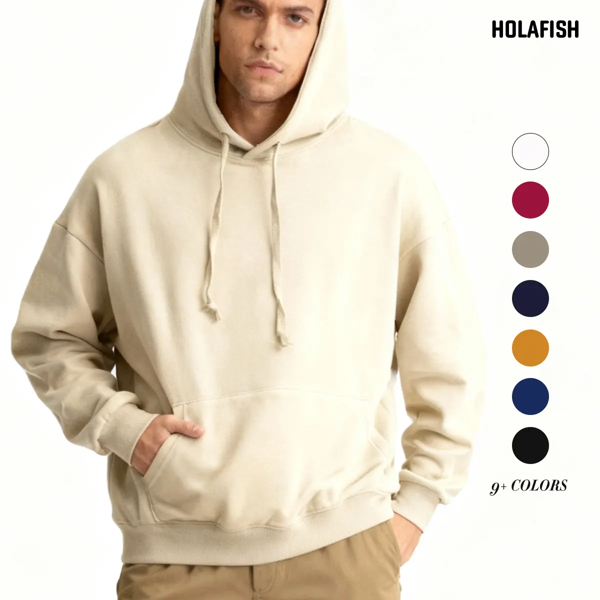 Holafish Men's Graphic Cotton Hoodie, Casual Baggy Fleece Pullover Sweatshirt with Kangaroo Pocket for Holiday Wear, 3Xl, Tops, Loose