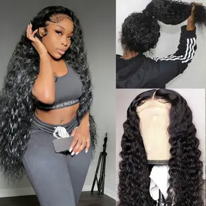 SheReigns Hair 13x4 Curly Hair Human Hair Wigs Pre Plucked 13x4 Water Wave Lace Front Wigs 180 Density Curly Human Hair Wigs