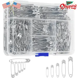520 Pack Safety Pins, Assorted Size Bulk Silver Sewing Pins, Small & Large