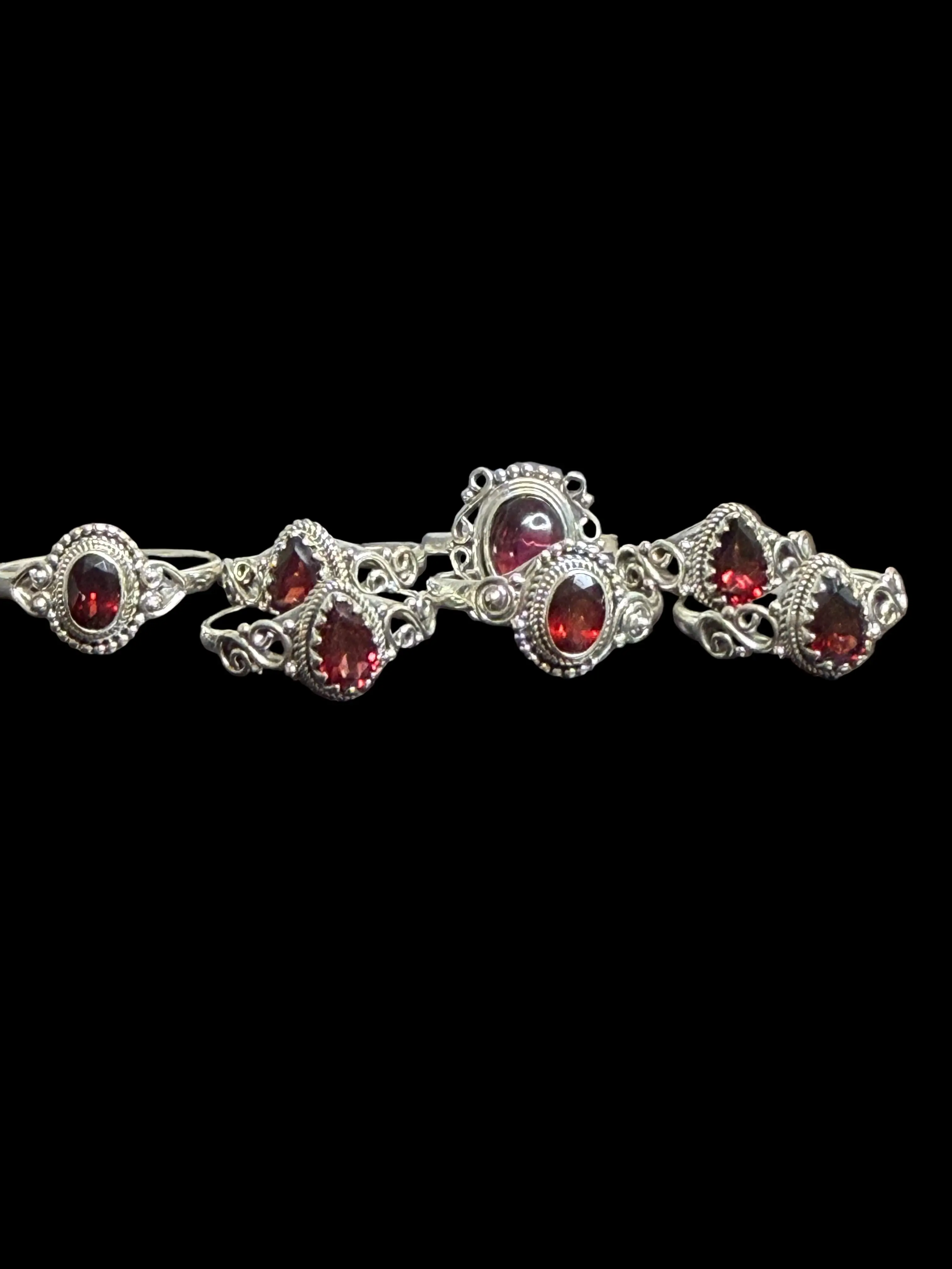 Garnet Sterling Silver Rings