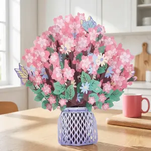 【Mothers Day Card】Paper Love Flower Bouquet Pop-Up Card, 3D Pop-Up Card with Keepsake Mother's Day Gift, Gifts and Flowers 2-in-1 Idea for Birthday, Wedding, Anniversary, Wife Husband, Mom, Women, Him Her, Girlfriend Boyfriend