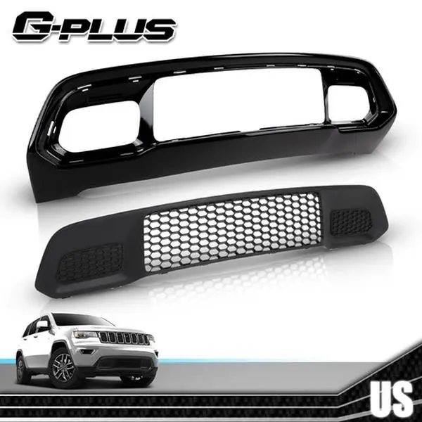 Black Front Lower Grille & Bumper Bezel - 100% Brand New Direct Bolt-On Auto Parts Accessory for Jeep Grand Cherokee 2017-2022, Enhances Airflow, Car Accessories, Auto Parts Accessories