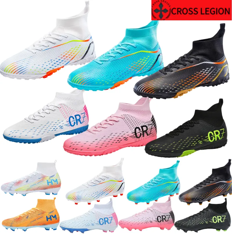 Men's High Top Turf Football Boots, Professional Outdoor Anti-skid Breathable Lace Up TF Soccer Cleats For Summer Rainy Day Training Outdoor Competition soccer shoes soccer boots shoes soccer