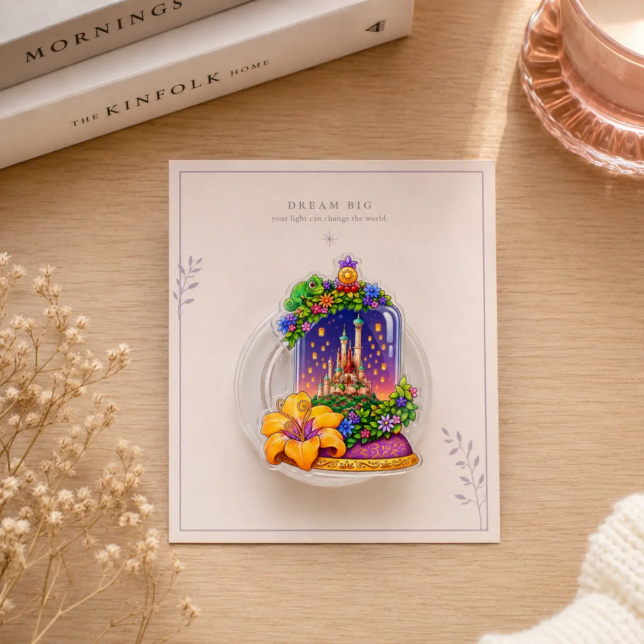 Enchanted Castle Magnetic Phone Grip, Fantasy Floral Castle Design, Whimsical Fairytale Aesthetic, MagSafe Phone Holder Stand