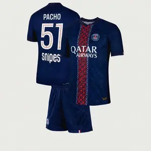 Willian Pacho 51 2025/26 PSG Home Full Set Soccer Kit, Premium Fabric Match Style Set 5