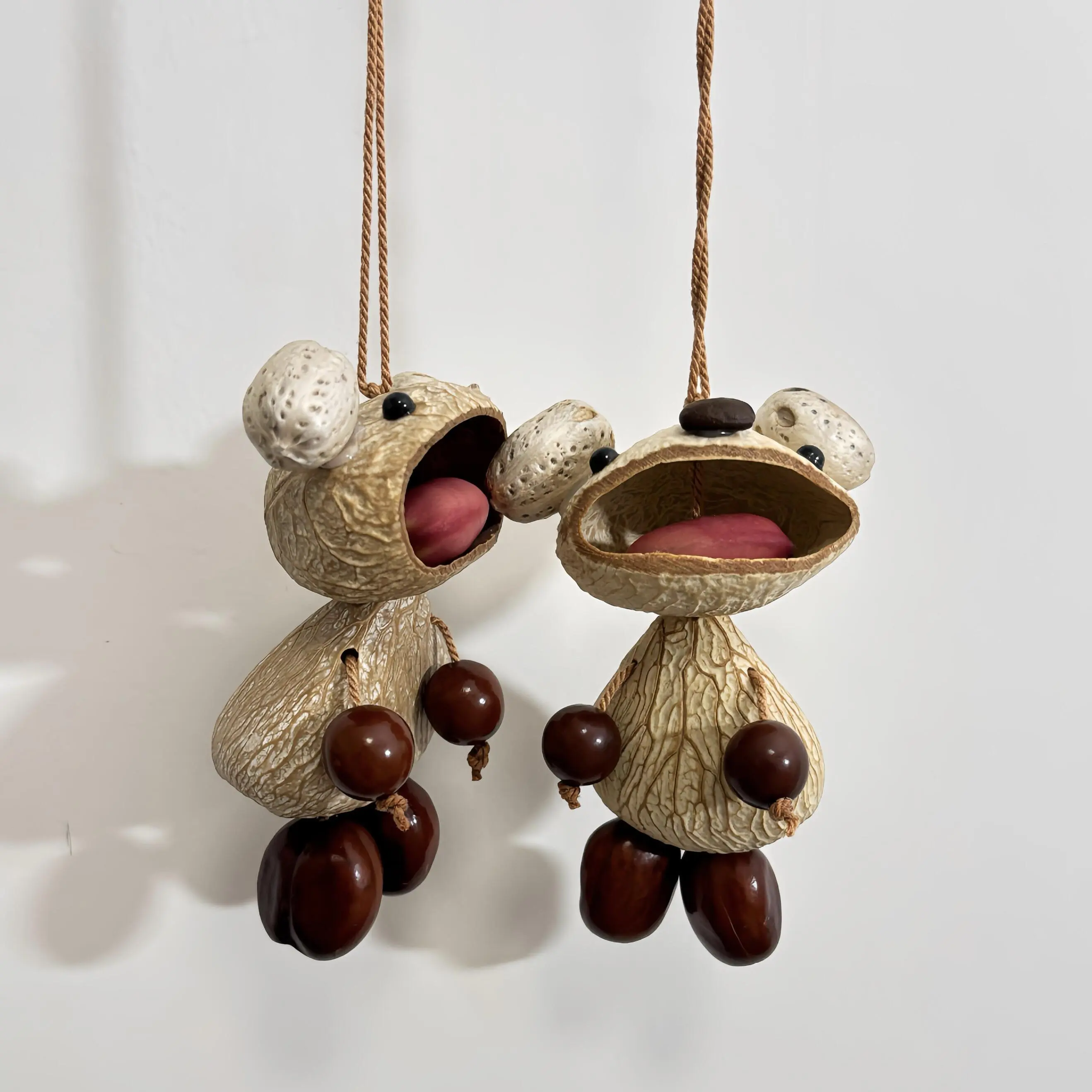 Handmade DIY Natural Fruit Shell Wind Chime - Unique and Charming Ugly Cute Healing Doll Hanging Ornament, Sturdy Porch/Yard Home Decor, Premium Holiday Gift for Mom