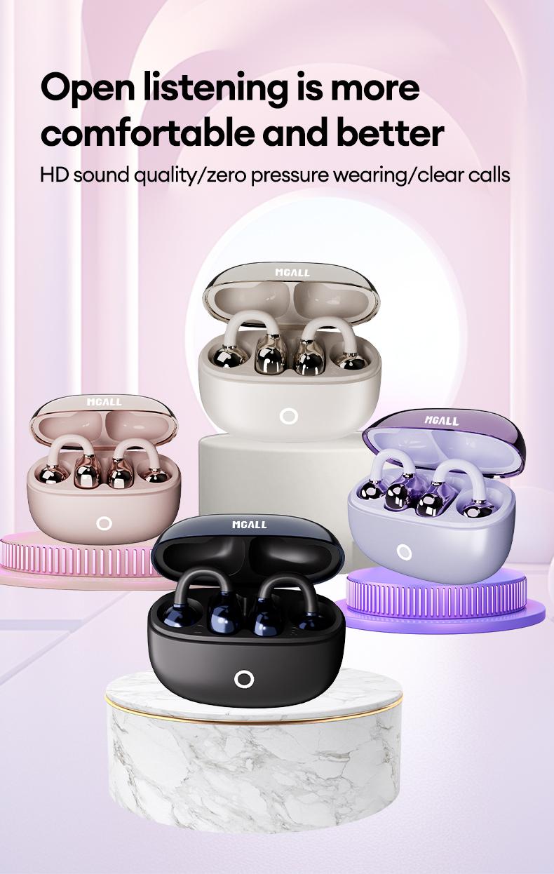 MGALL A720 Clip-On Wireless Headphones with 2025 Bluetooth 6.0 for Faster & Stable Connection, Zero-Pressure Comfort, Precise Directional Sound, IPX5 Waterproof Audio Earbuds for Music, Calls & Sports