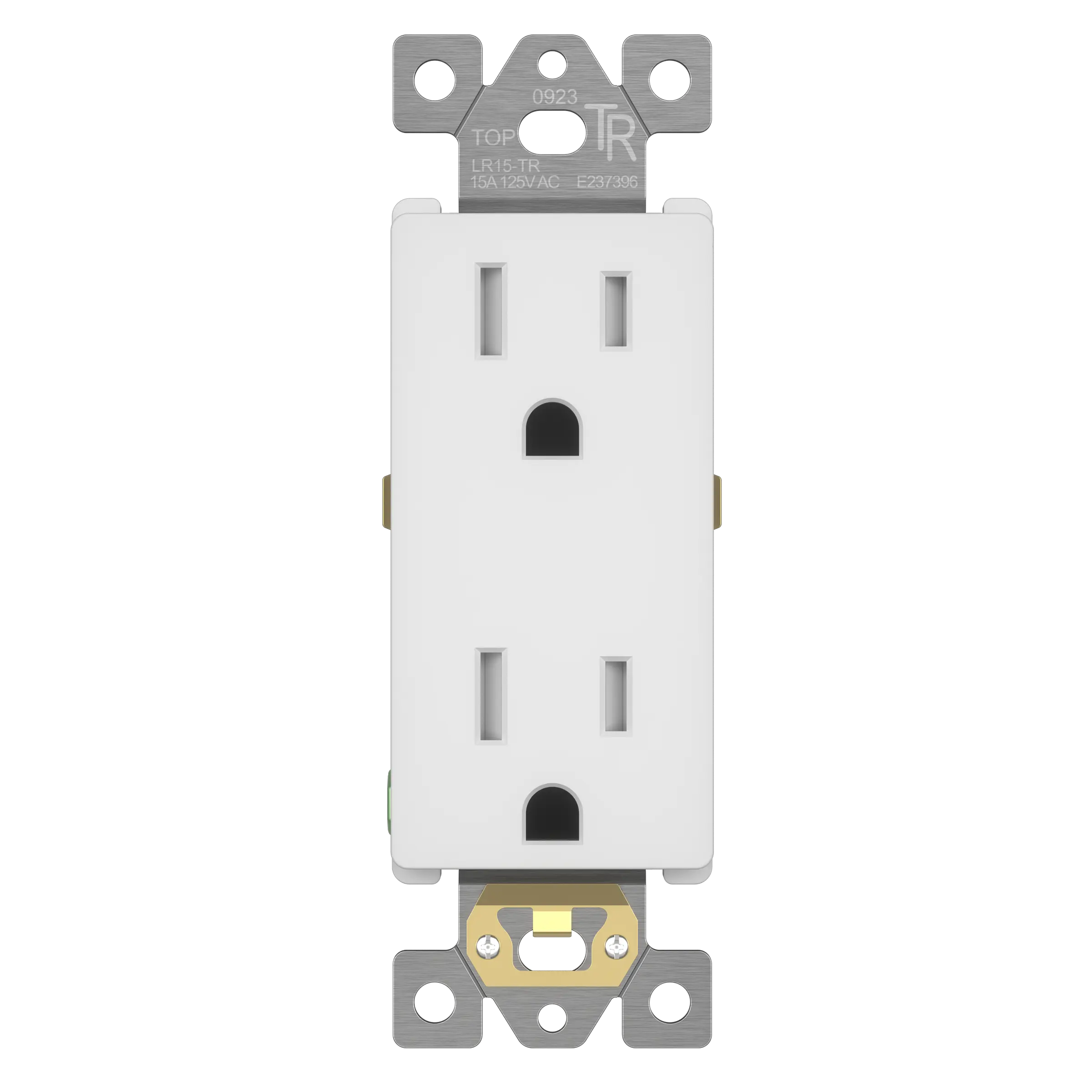 LIDER 15A Duplex Tamper-Resistant Decorator Receptacle, Child Safe Tamper-Resistant Wall Outlet, Self-Grounding