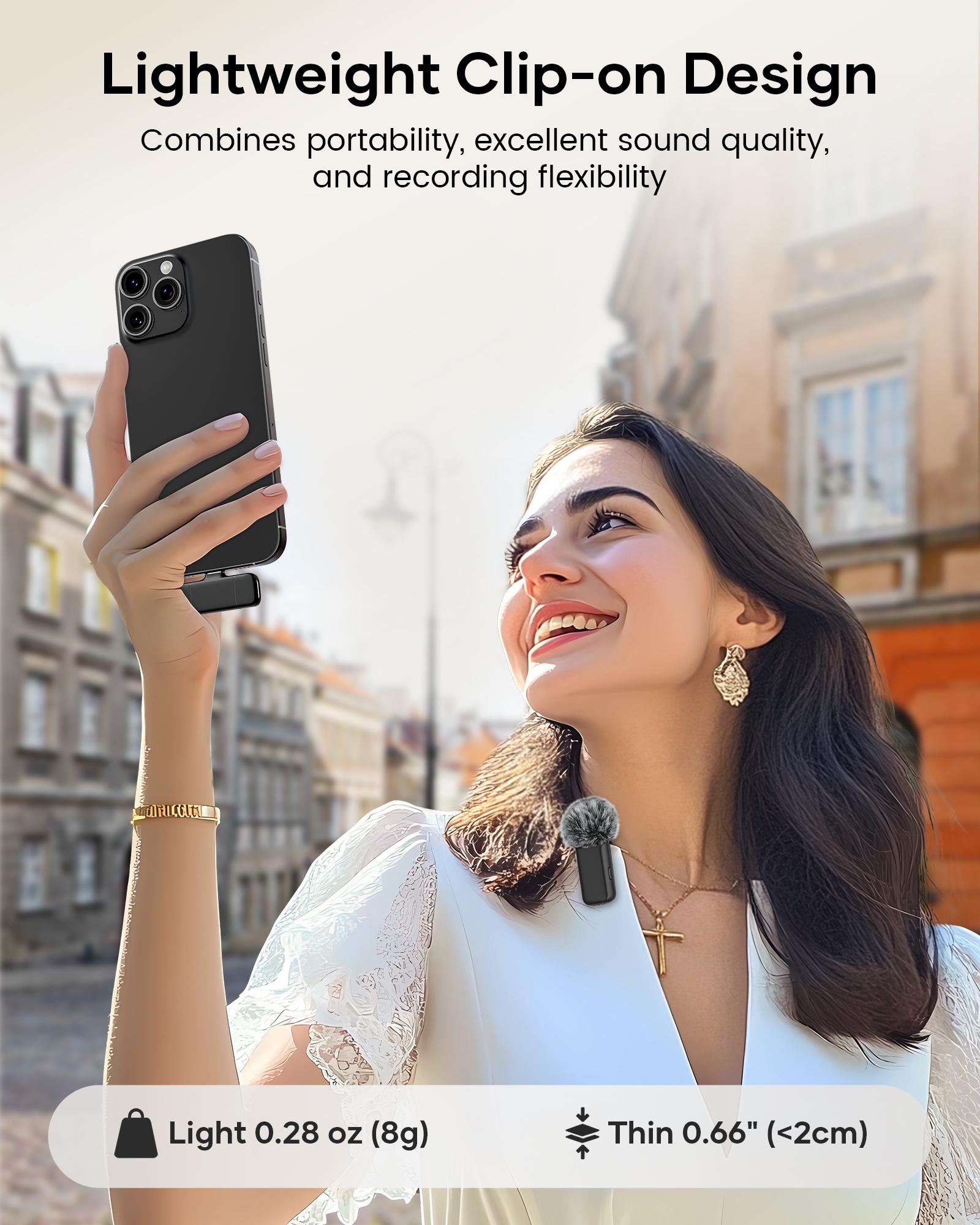 KUKIHO K6 wireless lavalier microphone is suitable for all mobile phones Type-C and ios, plug and play noise reduction wireless microphone