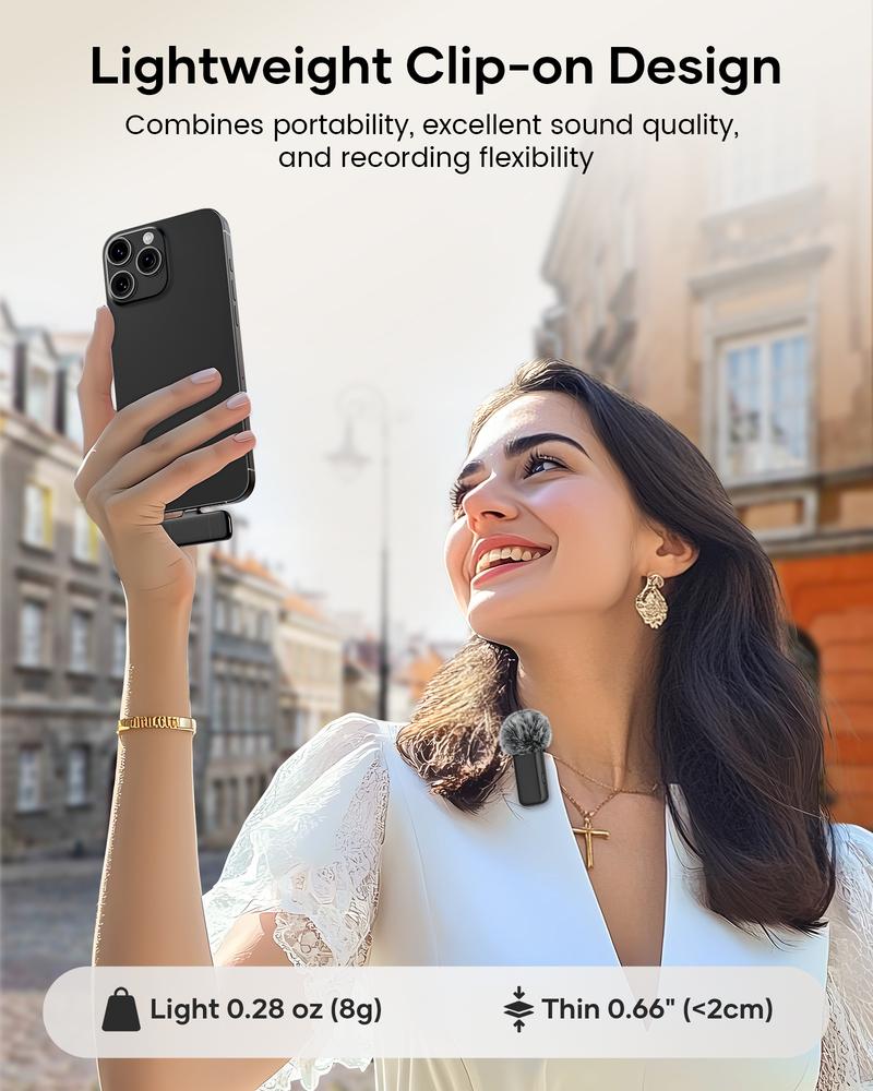 KUKIHO K6 wireless lavalier microphone is suitable for all mobile phones Type-C and ios, plug and play noise reduction wireless microphone