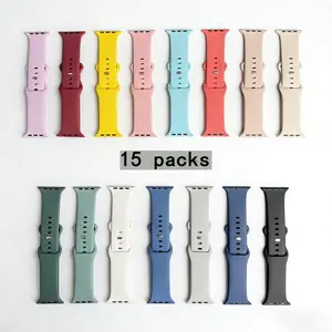 15-pack wristbands, each day featuring a different color.  suitable for Apple Watch 45mm and 41mm case butterfly clasp soft silicone bands, solid color for daily wear, comfortable fit, sports bands compatible with Apple Watch case sets Smartwatch Strap