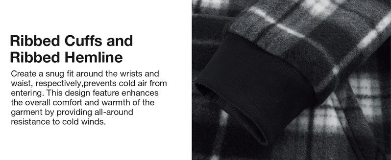 ZITY Men's Thick Plaid Fleece Lined Hooded Coat Winter Warm Shearling Full Zip Jacket with Sherpa Lining for Chilly Days Stylish Black Checked Long Sleeve Menswear Winter Outfits Men Coral