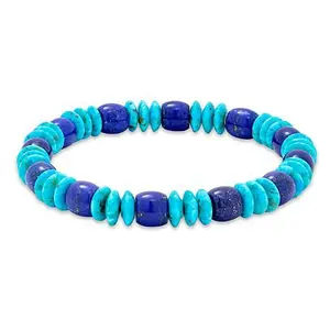 Mine Finds by Jay King Lapis and Heavenly Well Lake Turquoise Bead Stretch Bracelet