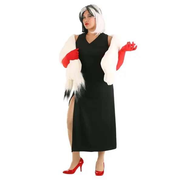 Women's Plus Size Prestige Cruella De Vil Stole Costume (© Disney)
