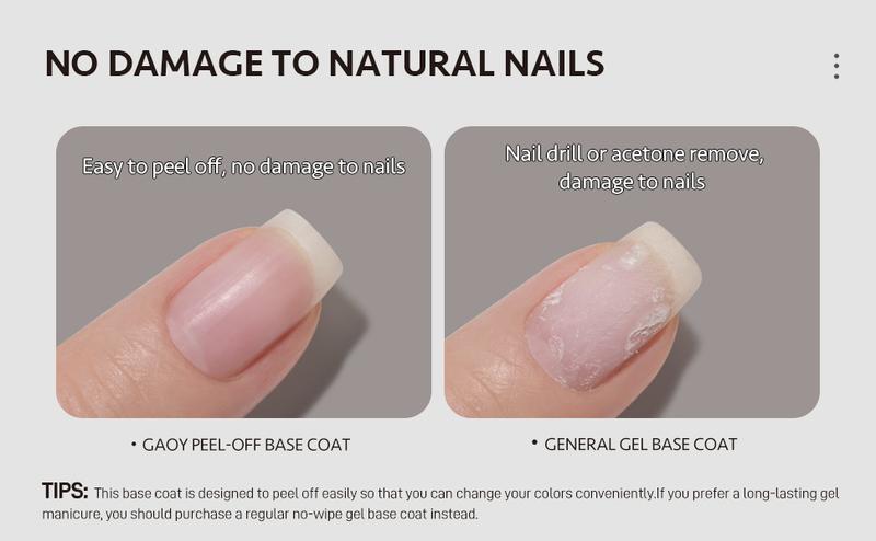 GAOY Air Dry Peel Off Base Coat, 16ml Practice Base Coat for Nail Colors Test, Easy to Peel, No UV/LED Lamp Needed