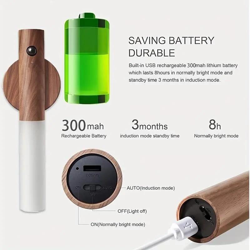 Multifunctional Motion Sensor Night Light LED Rechargeable Magnetic Wall Lamp, Easy Install Portable Wireless Design for Hallway Bedroom Stairs