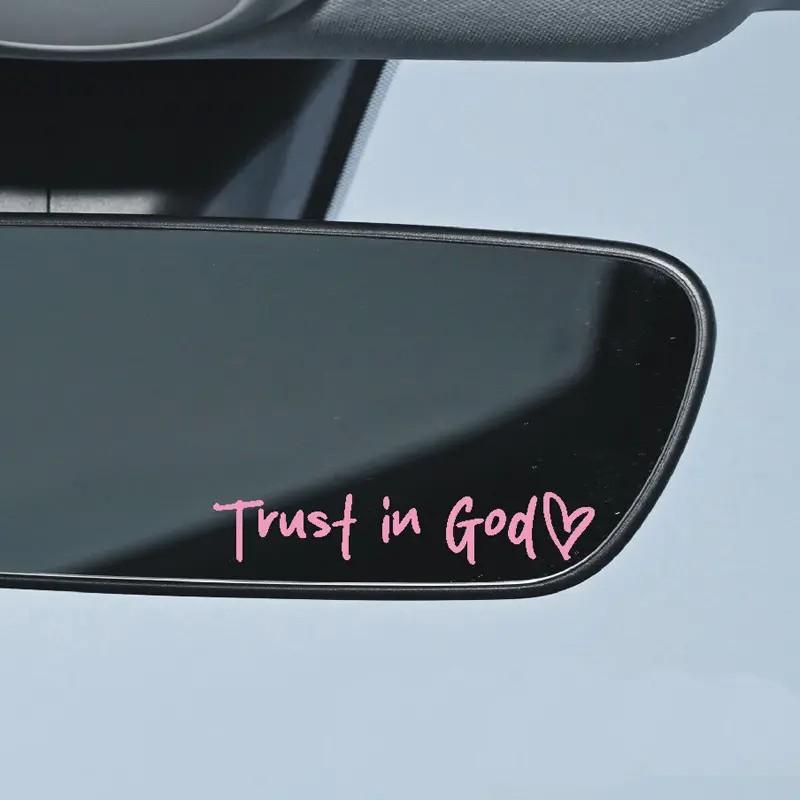 Trust in God Car Rearview Mirror Sticker PINK, Car Rearview Mirror Decal, Inspirational Vinyl Sticker, Ideal Christian Gift