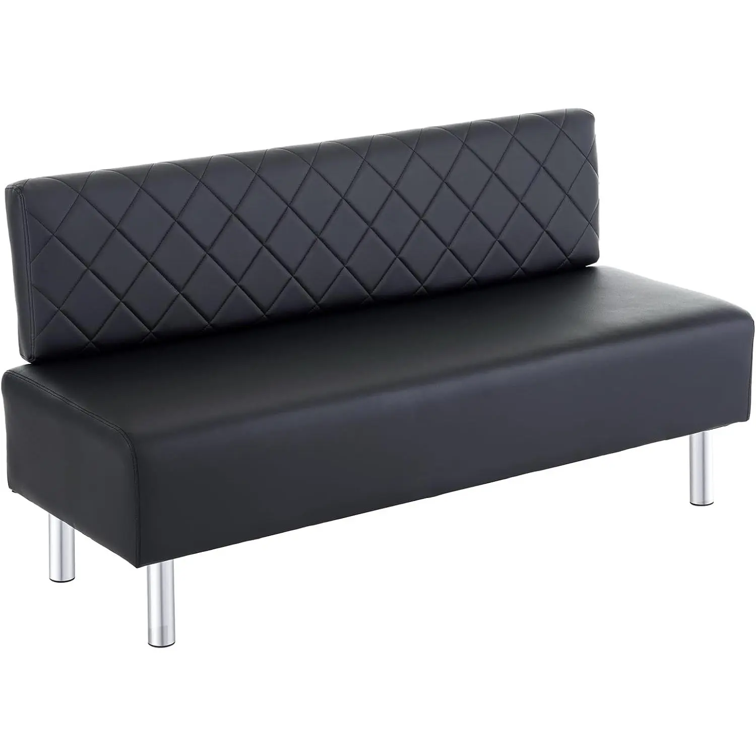 OmySalon Upholstered Waiting Room Bench - 58.6in High Back Cushioned Faux-Leather Imitation Leather Long Bench, Office Guest Reception Seating for Beauty Salon Lobby, Indoor Furniture, Imitation Leather Benches, Long Benches,dorm essentials,home decor