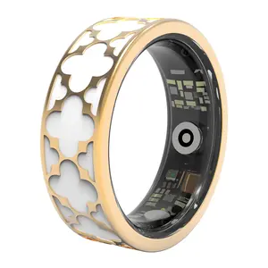 Ultra-Light Titanium Smart Ring – 3g Clover Design for Health & Style! Track Sleep, Heart Rate, Women's Health & More – No Subscription Needed! 5ATM Waterproof, White