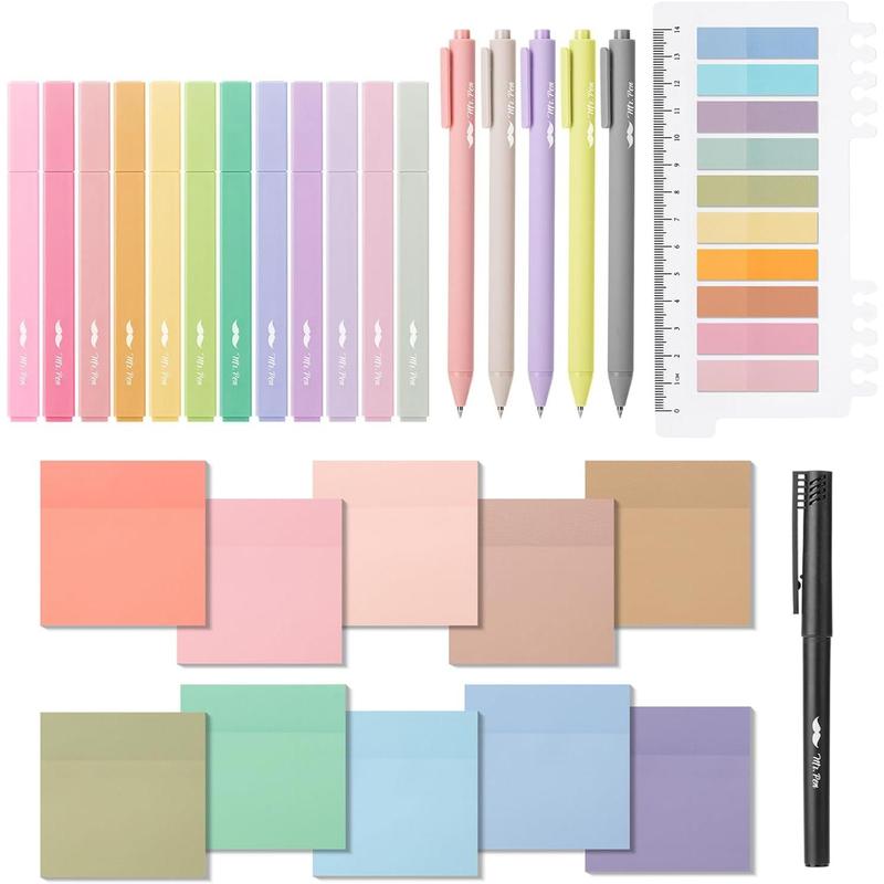 Mr. Pen Aesthetic Book Annotation Kit 38 pcs Retractable Gel Pens & Vibrant Highlighters Office Supplies Birthday Gift,  Back to School Supplies Student Essentials Learning Materials