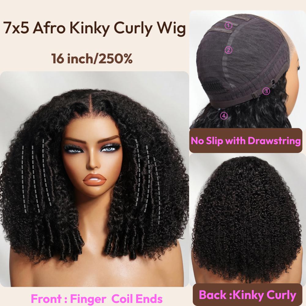 UNice Glueless Burmese Curly Layer 250% Density Afro Kinky Curly Wig Pre Bleached 7x5 HD Lace Closure Human Hair Wigs with Drawstring Pre Plucked Natural Hairline Beginners Friendly SpringStatements UNice Glueless Burmese Curly Layer 250% Density Afro Kinky Curly Wig Pre Bleached 7x5 HD Lace Closure Human Hair Wigs with Drawstring Pre Plucked Natural Hairline Beginners Friendly SpringStatements