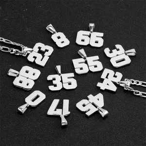 Personalized Number Pendant Necklace | Cuban Chain Hip-Hop Jewelry for Sport Fans | Jersey Number | Lucky Number | Baseball/Basketball/Football Team Inspiration Jewelry |