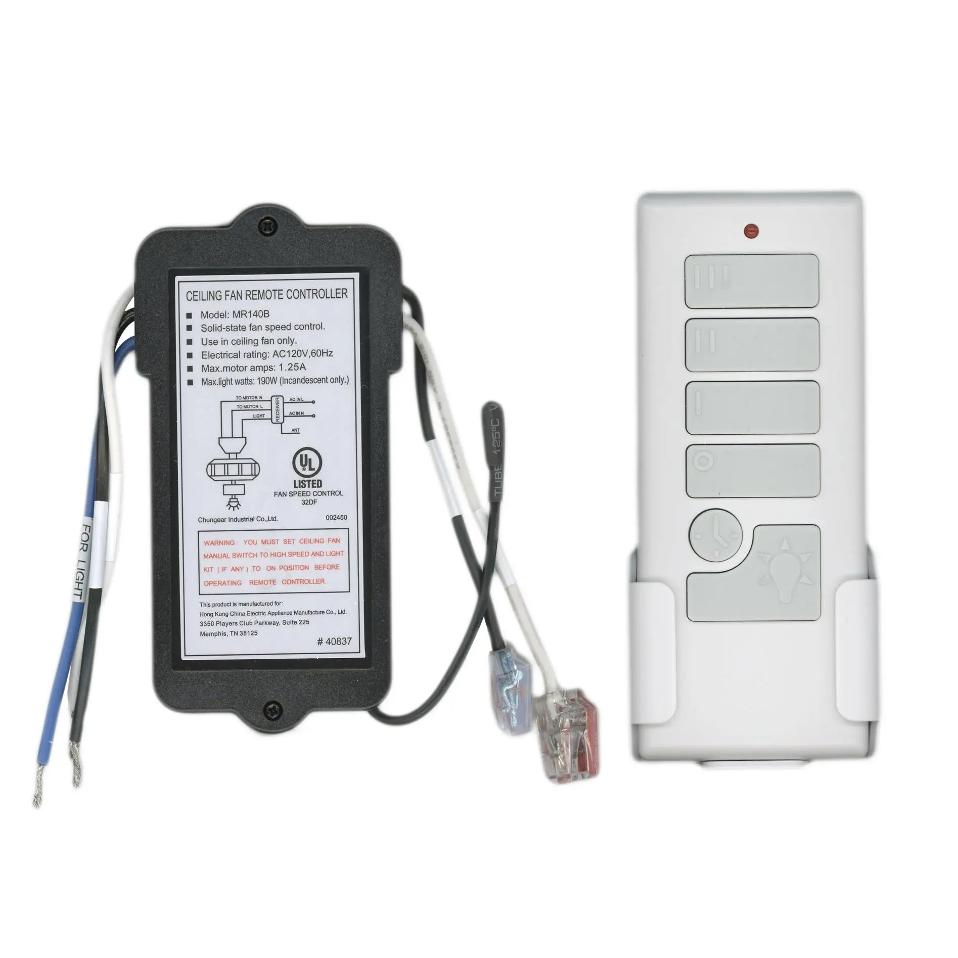 Dan's Originals for Harbor Breeze 40837 Ceiling Fan Remote Control Kit