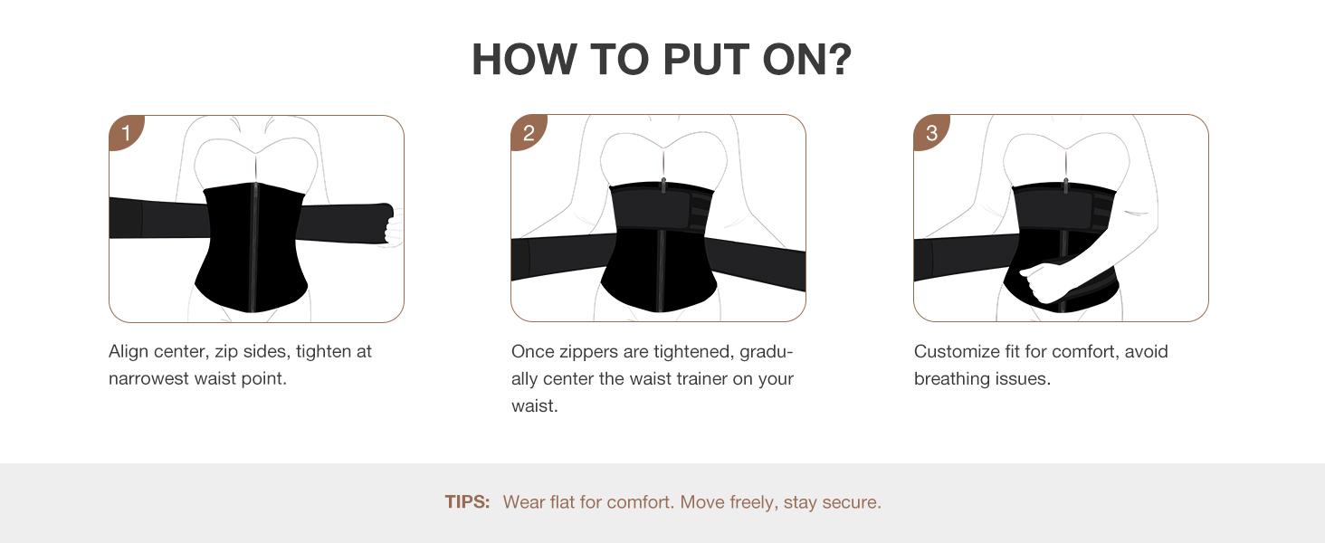 FeelinGirl Women Long Torso Sauna Workout Double Belts Neoprene Sports Waist Belt Corset Waist Cincher Zipper Trimmer Womenswear