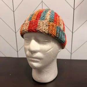 Multicolor rib-knit  Beanie - Cozy Hat for Cold Weather