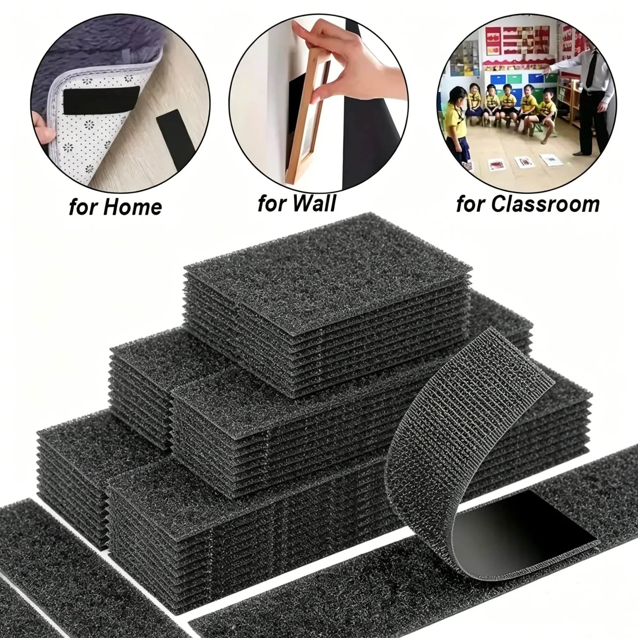 Heavy Duty Hook & Loop Mounting Tape,Reusable Adhesive Fastener Strips for Picture Hanging,Cable Management,No-Drill Home Organization & Renter-Friendly DIY,Home Organization,back to school