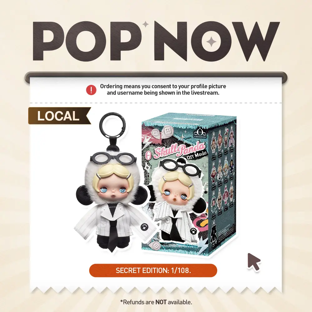 [POP NOW] POP MART θ SKULLPANDA Off Mode Series Plush Doll Pendant Blind Box, Bag Charm
