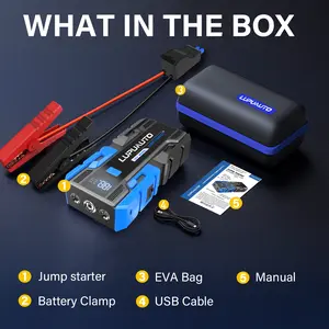 LUPU AUTO 3000A DY101 12V Portable Car Jump Starter, Smart Clamps LED Light, Up to 9.0L Gas & 7.0L Diesel Engines, Compact Dual USB Charger, Multiple Starts on Full Charge Car Tool Kit Automotive Tool Kit