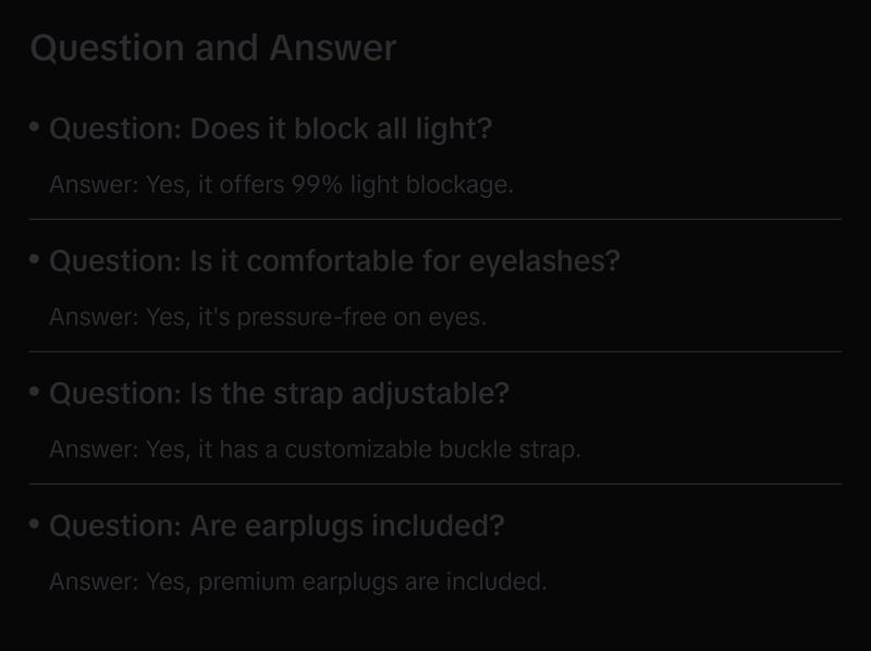 3D Sleep Eye Mask for Men & Women, Lash Extension Friendly, Travel Blackout Blindfold, Adjustable Strap – Black