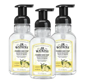 J.R. Watkins Foaming Hand Soap with Pump Dispenser, Moisturizing Foam Hand Wash, Alcohol-Free, Cruelty-Free, Citron, 9 fl oz, 3 Pack