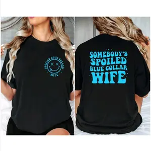 somebodys spoiled blue collar wife shirt popular trending blue cute wifey Short sleeve graphic Tshirt