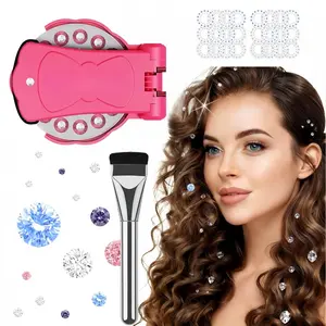 Hair Gem Stamper & 180 Rhinestones Glitter Diamond Styling tools, Hair Gems Hair Kit with Sparkling Rhinestones, Hair Jewels Hair Machine Stamp Gems, Heatless Hair Styling Tool for Girls Haircare