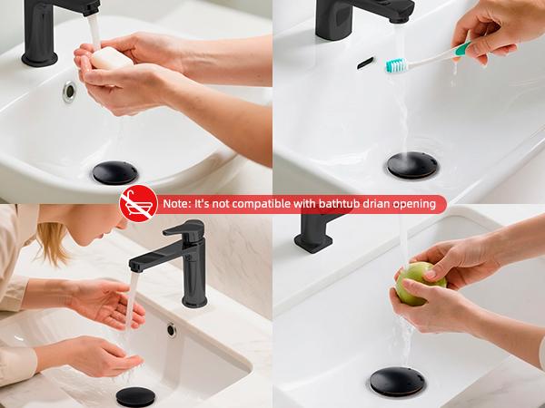 Hibbent Upgraded 3 in 1 Bathroom Sink Drain Strainer, Pop Up Sink Stopper with Big Push Cap, Anti-Clogging Metal Filter Basket,Sink Plug with Hair Catcher for 1.1''~2.36'' Basin, Oil-Rubbed Bronze