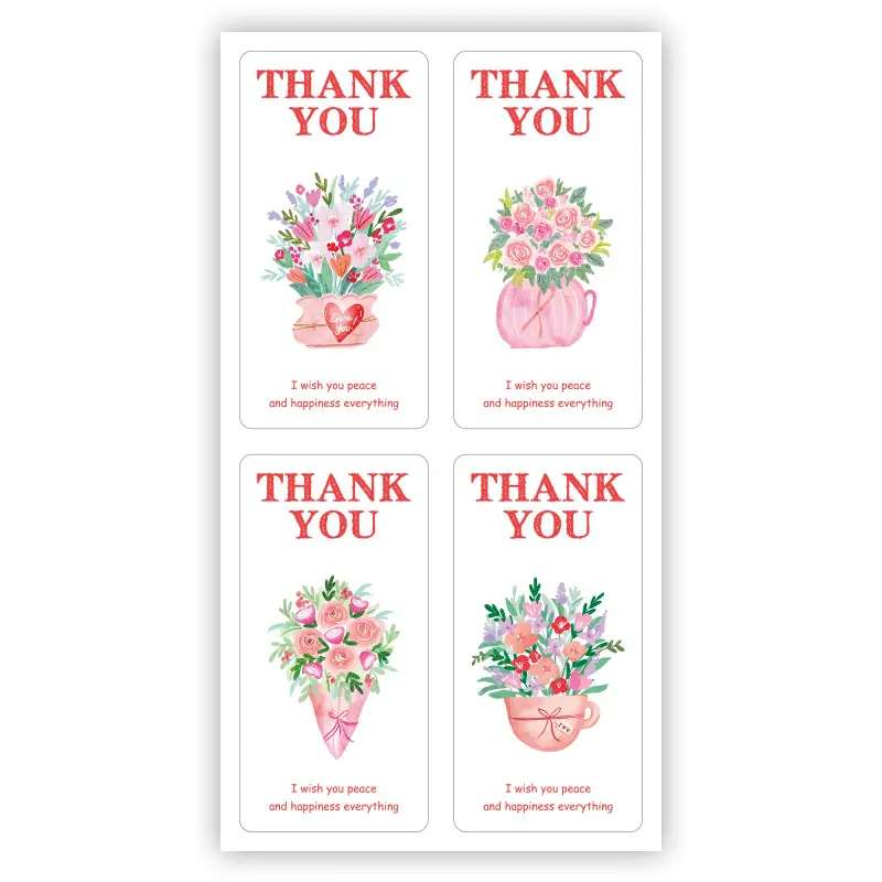 4 Pcs Self-Adhesive Waterproof Thank You Stickers Set - Waterproof Material Envelope Seals for Small Businesses, Enhance Your Packaging, Lasts for Orders, Home Supplies Labels for Gift Bags & Greeting Cards