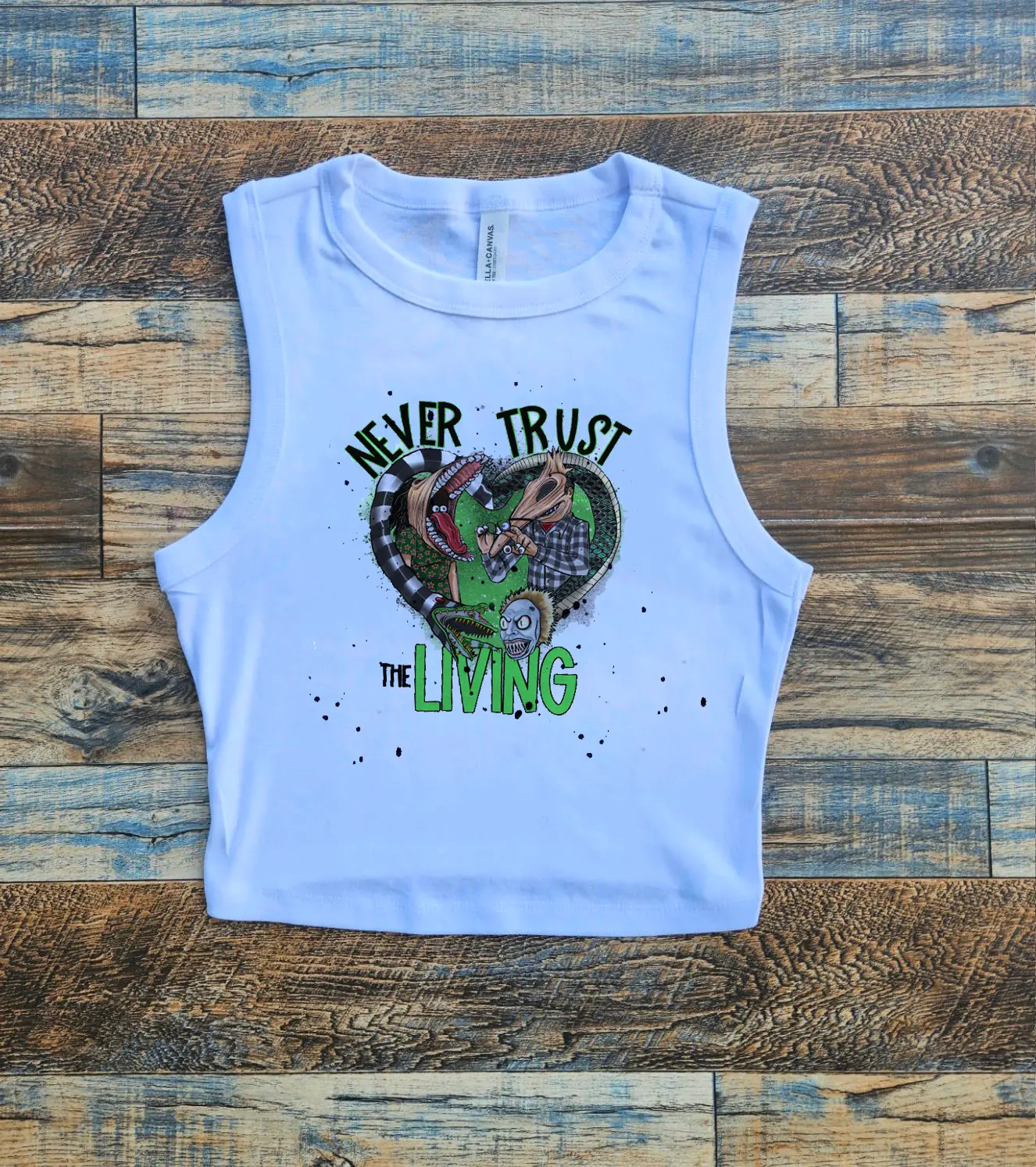 Beetlejuice Crop Tank Top, Spooky Halloween Horror Movie Graphic Shirt for Women, Vintage Sleeveless Cropped Streetwear Tee