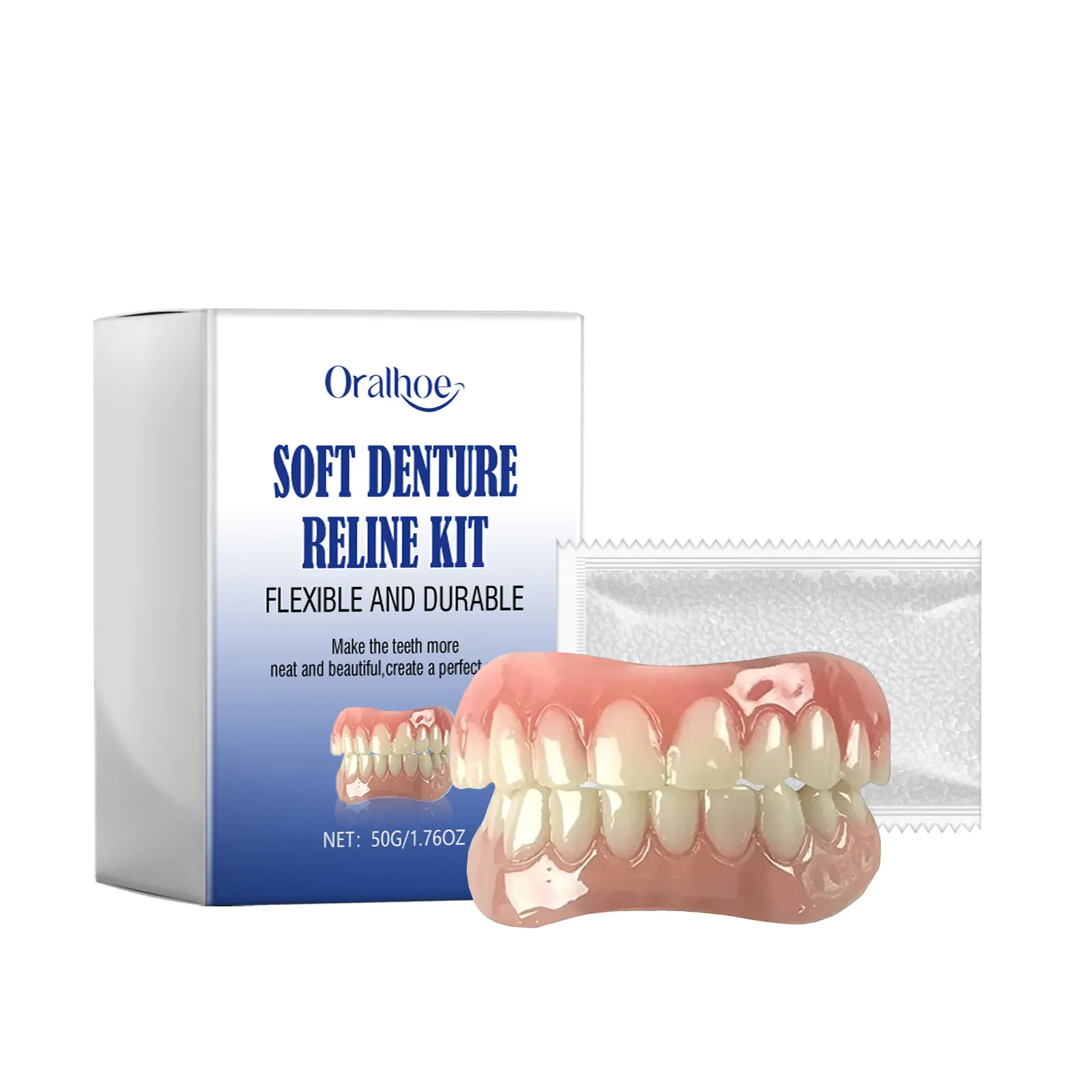 Oralhoe Soft Denture Reline Kit, Denture Set With Interdental Fillings And Braces affordable  denture densure fit denture kit
