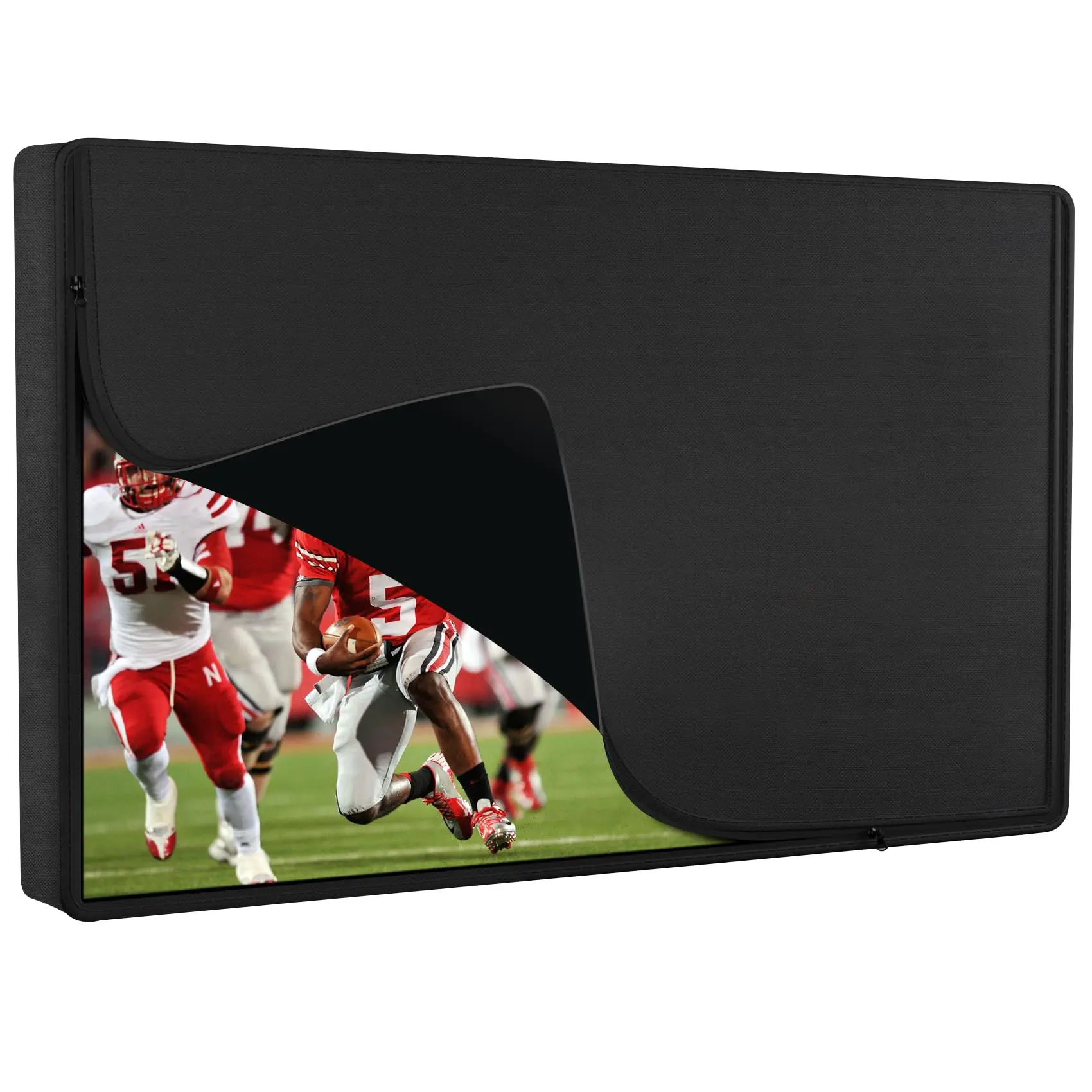 Outdoor Waterproof And Weatherproof Tv Cover 70-75 Inch With Zipper  75 Flat Panel Black Thick Fabric All Around Protector